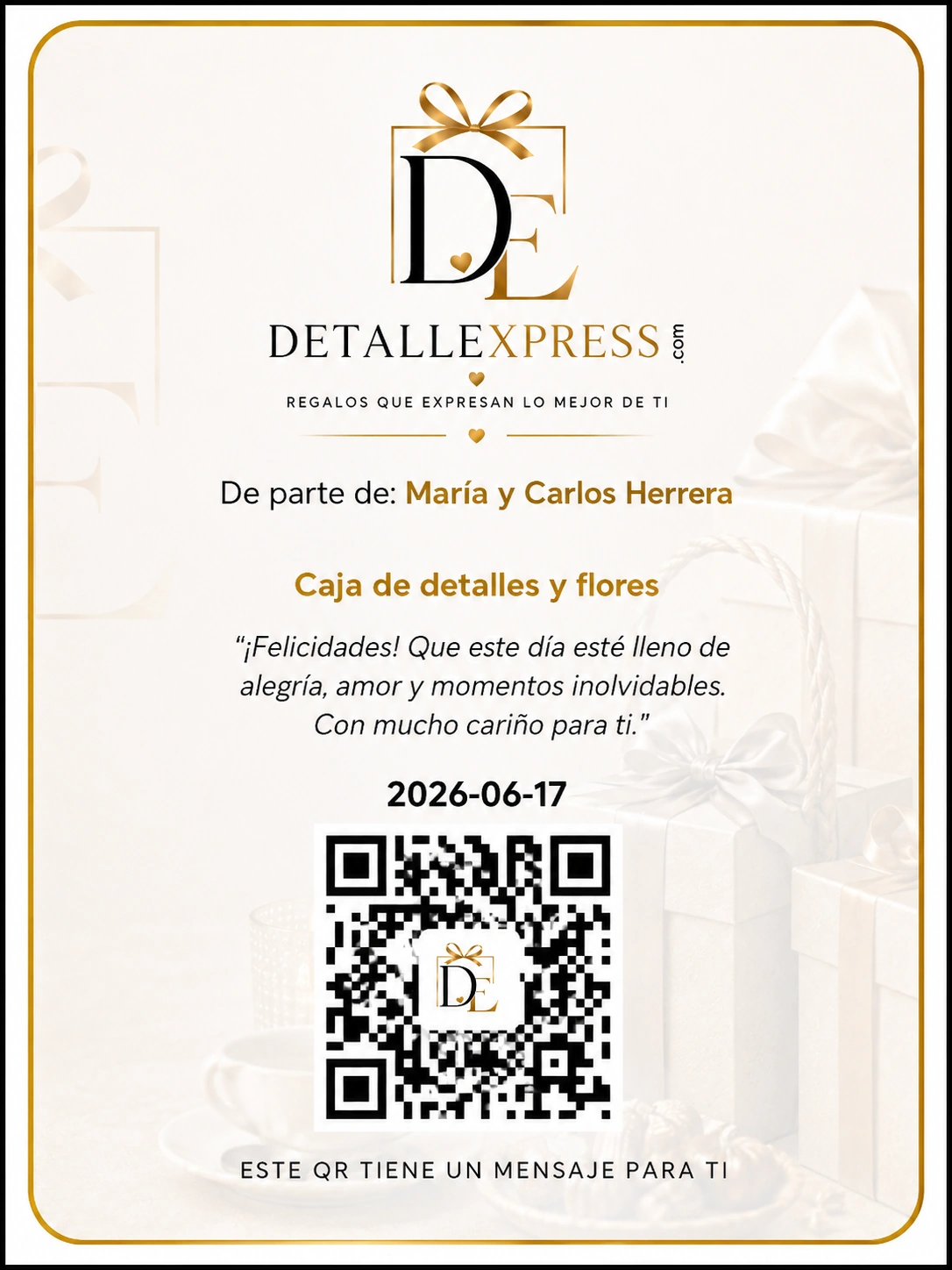 Tarjeta QR Detalle Express