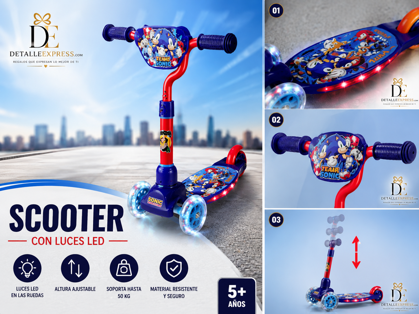 Scooter Sonic con luces